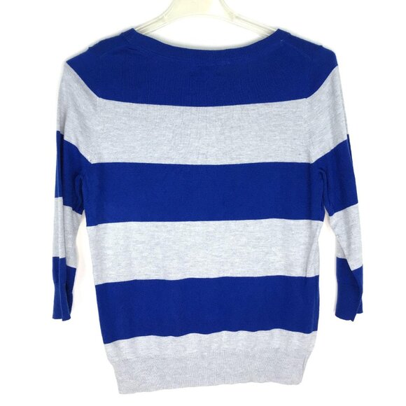 JCPenney Blue and Gray Striped Crew Neck Sweater - Picture 2 of 10